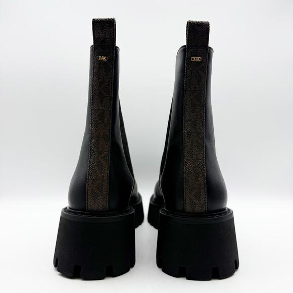 Michael Michael Kors Womens Asher Bootie US 8M Black Brown Leather Lug Ankle NIB - Picture 10 of 13